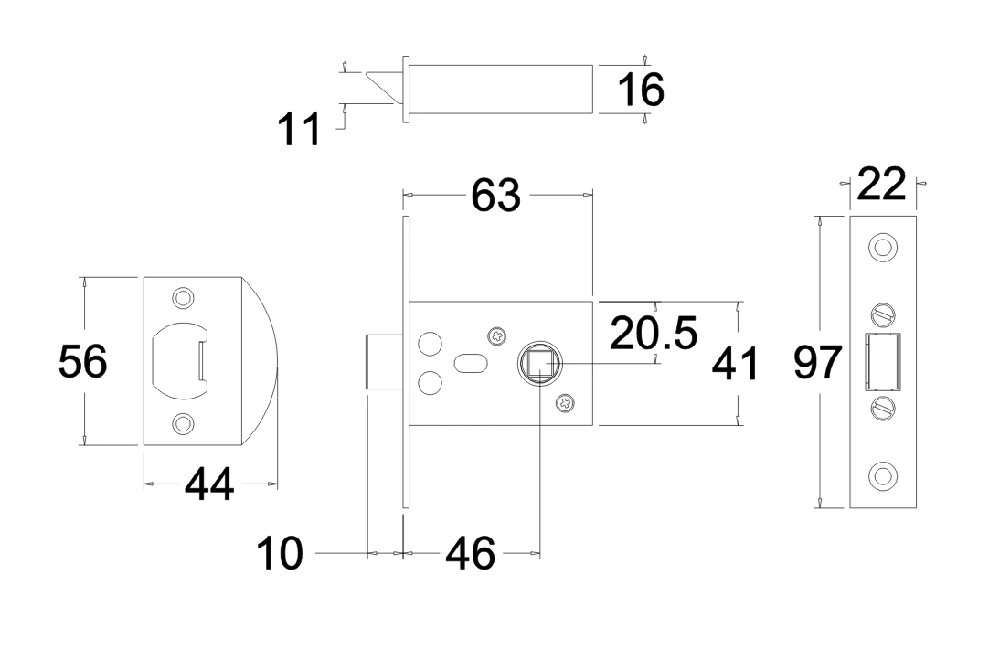 Jacksons JM46 & JM46R - Squared Mortice Latch B46mm - Rebate Available - Image 2