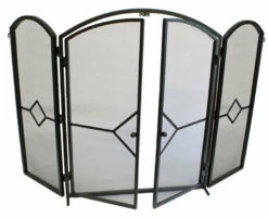 FireUp - Fireplace Accessories - 3 Fold Art Deco Firescreen With Gate