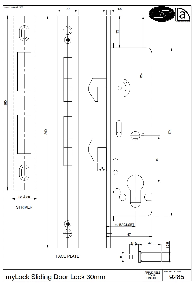 Austyle - MyLOCK Security Cavity Sliding Door Euro Deadbolt & Privacy B30mm - Image 2
