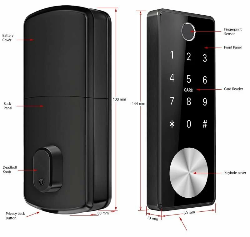 Worldwide - Digital Smart Entrance Deadbolt Kit 144x60mm - Image 4