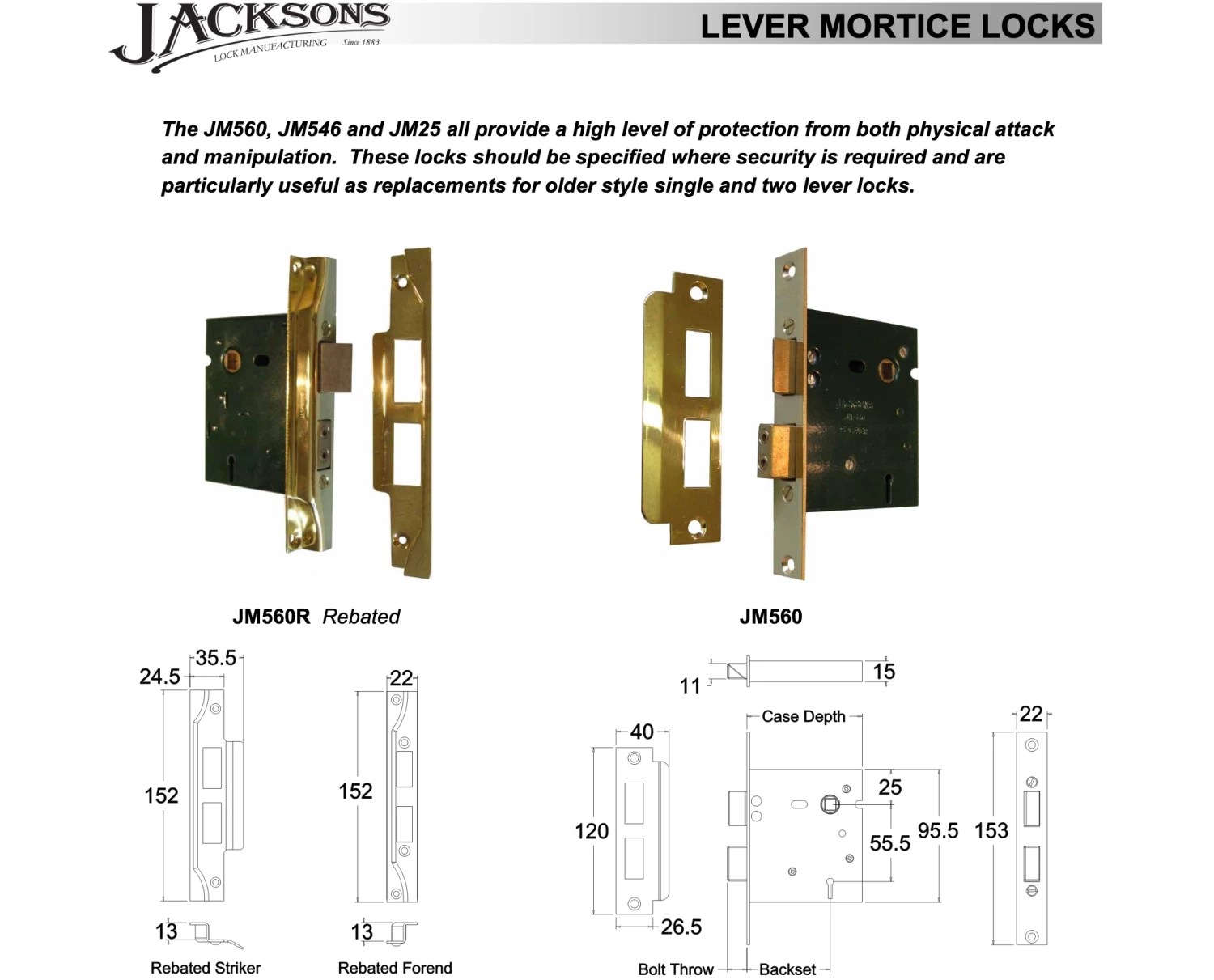 Jacksons JM560R - Rebated High Security 5 Lever Lock B60mm - Image 2