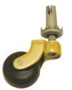 Superior Brass - Pin & Socket Castor - Porcelain Wheel D25, 29, 32, 38mm
