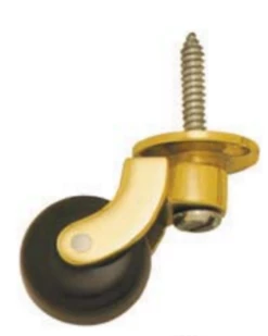 Superior Brass - Screw Plate Castor - Porcelain Wheel D25, 29, 32, 38mm