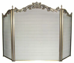 FireUp - Fireplace Accessories - 3 Fold Antique Brass Design Firescreen