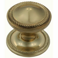 Domino Brass - Centre Door Knob - Georgian Rope Curved D75mm