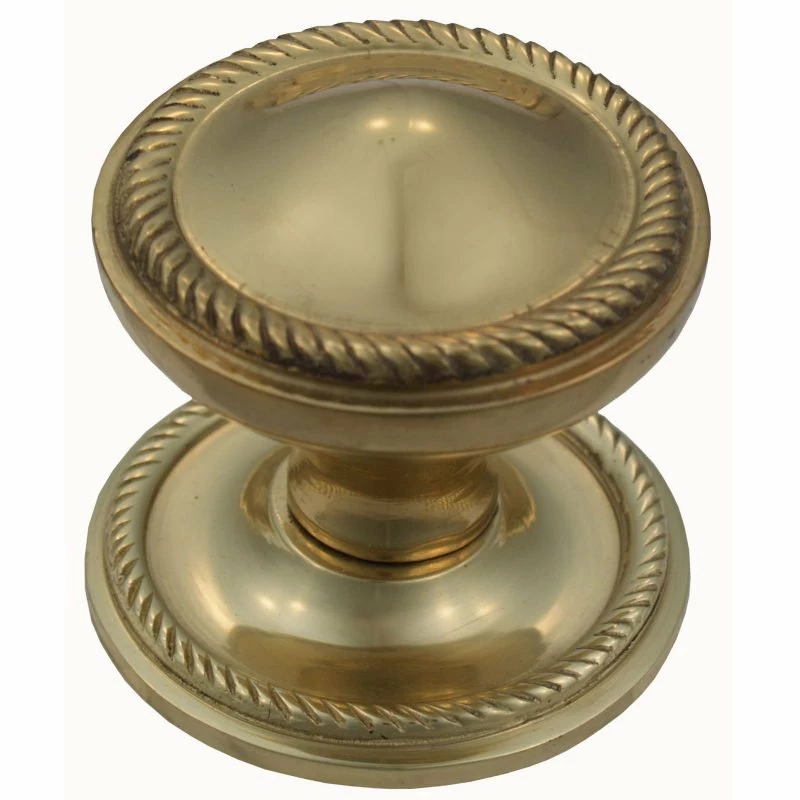 Domino Brass - Centre Door Knob - Georgian Rope Curved D75mm